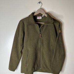 Fjallraven Stina Fleece Fip Up Sweater Jacket Womens Size Small Green